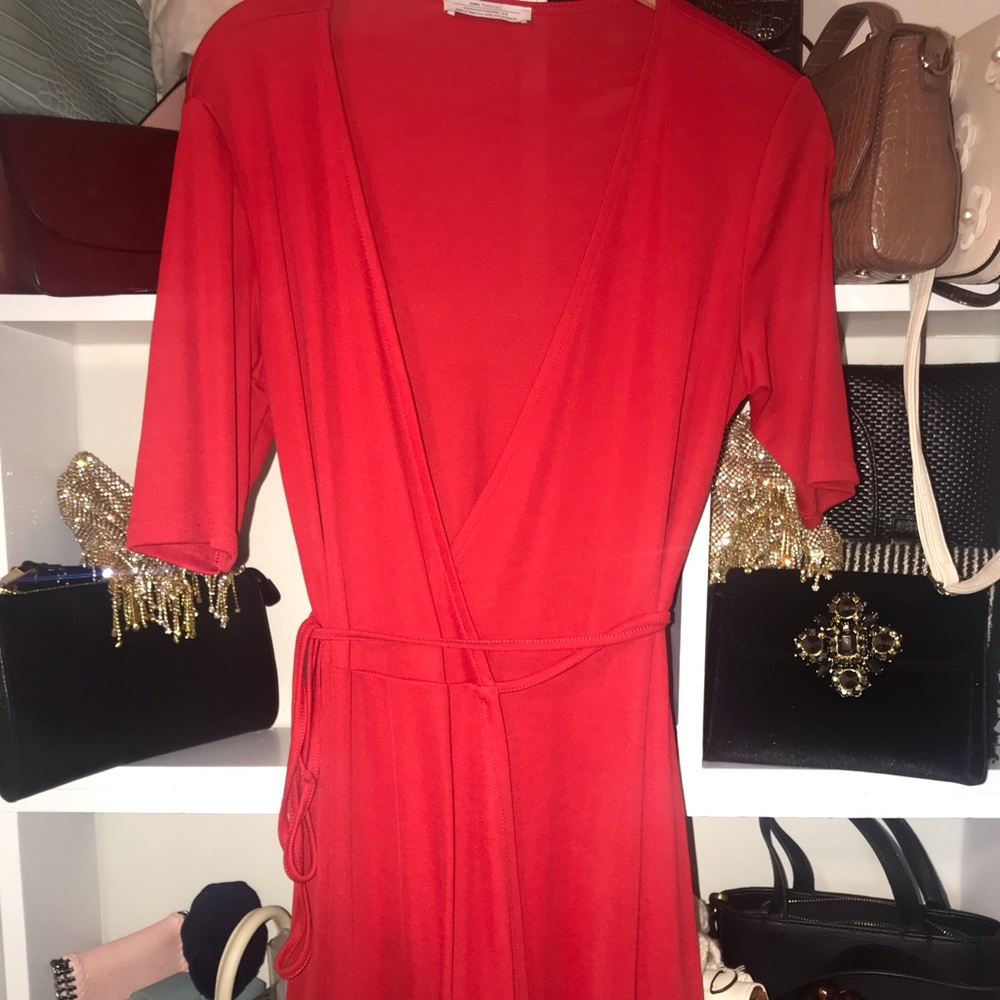 Zara red wrap dress